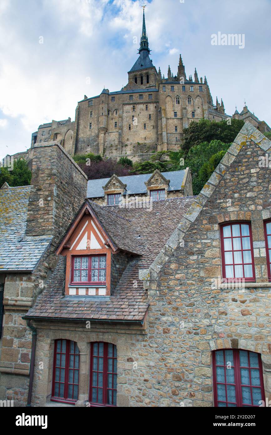 Vue du château médiéval du Mont Saint Michel en Normandie Banque D'Images