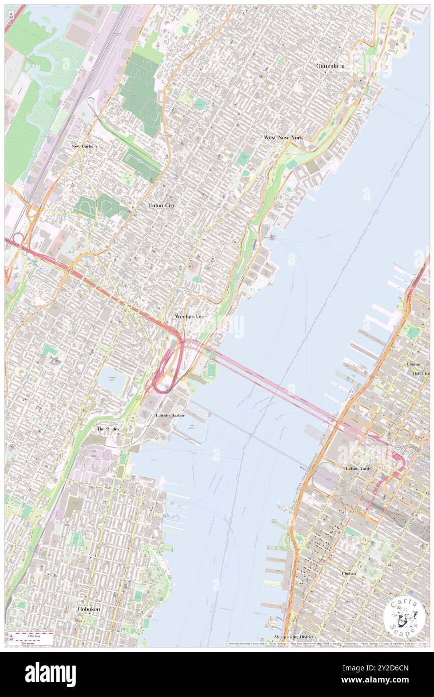 Weehawken, Comté de Hudson, US, États-Unis, New Jersey, n 40 46' 10'', S 74 1' 13'', carte, Cartascapes carte publiée en 2024. Explorez Cartascapes, une carte qui révèle la diversité des paysages, des cultures et des écosystèmes de la Terre. Voyage à travers le temps et l'espace, découvrir l'interconnexion du passé, du présent et de l'avenir de notre planète. Banque D'Images