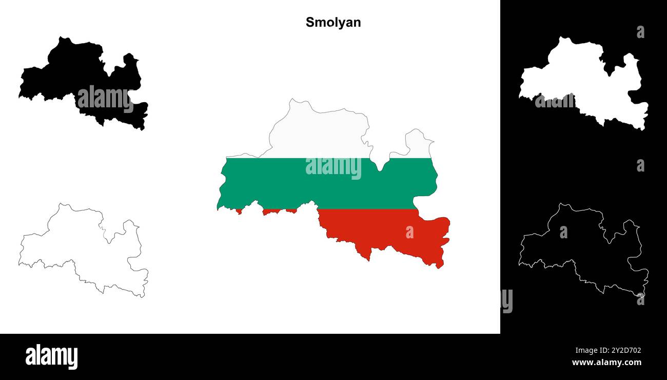 Ensemble de cartes du contour de la province de Smolyan Illustration de Vecteur