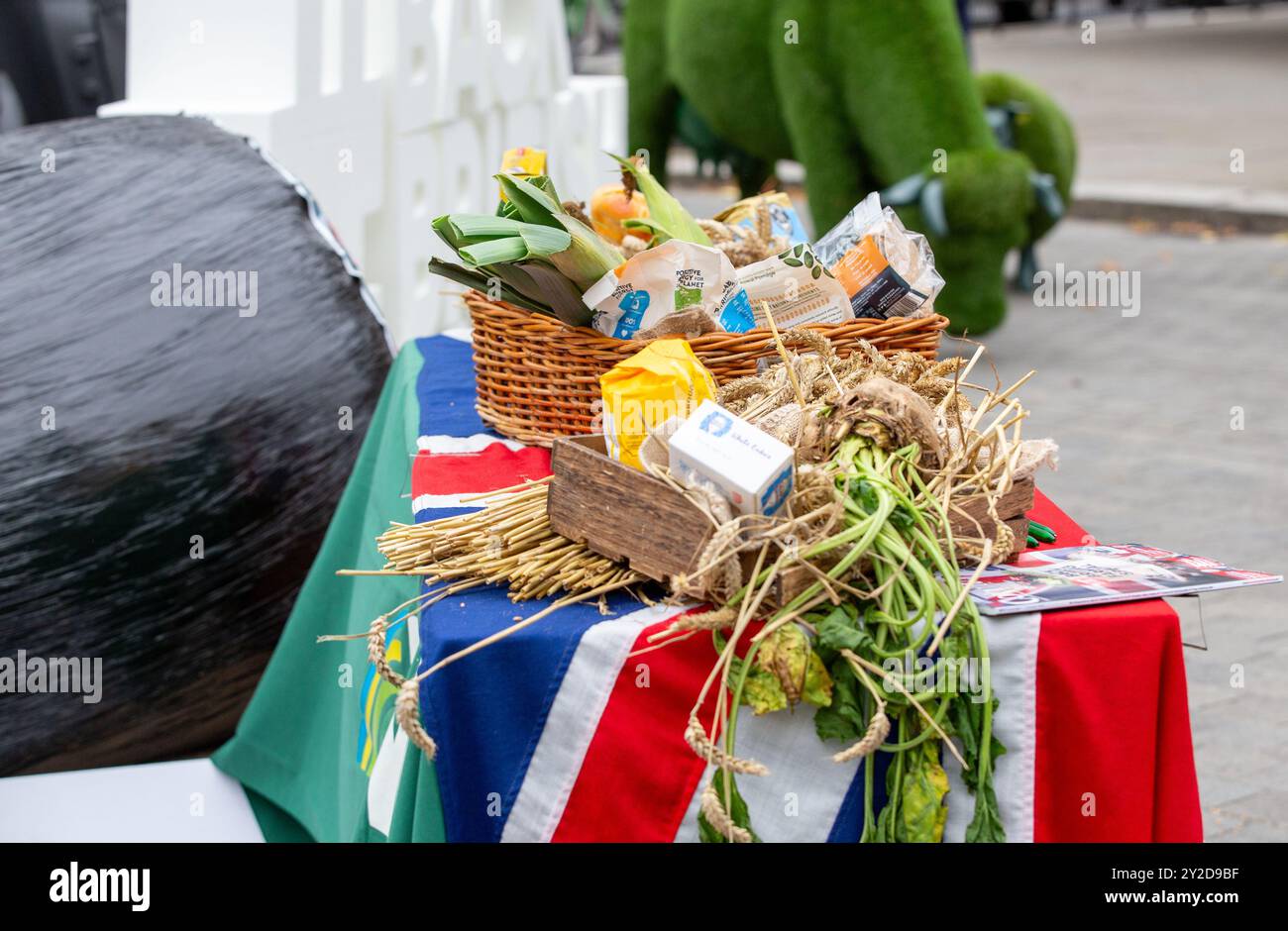 Londres, Angleterre, Royaume-Uni. 10 septembre 2024 retour British Farming Day un tracteur garé dans le Old Palace Yard à l'extérieur du parlement. Les collègues de la NFU se tiennent prêts à accueillir les députés et les membres du public pour partager l'histoire de Farmers Credit britannique : Richard Lincoln/Alamy Live News Banque D'Images