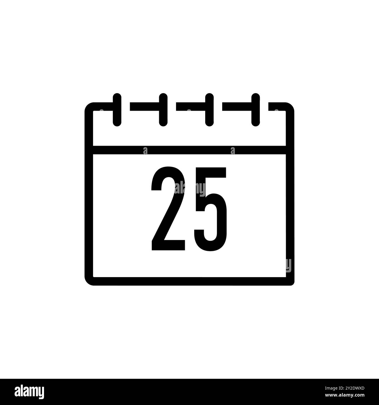 Icône de ligne le vingt-cinquième jour sur le calendrier isolé sur fond blanc. Illustration vectorielle. Illustration de Vecteur