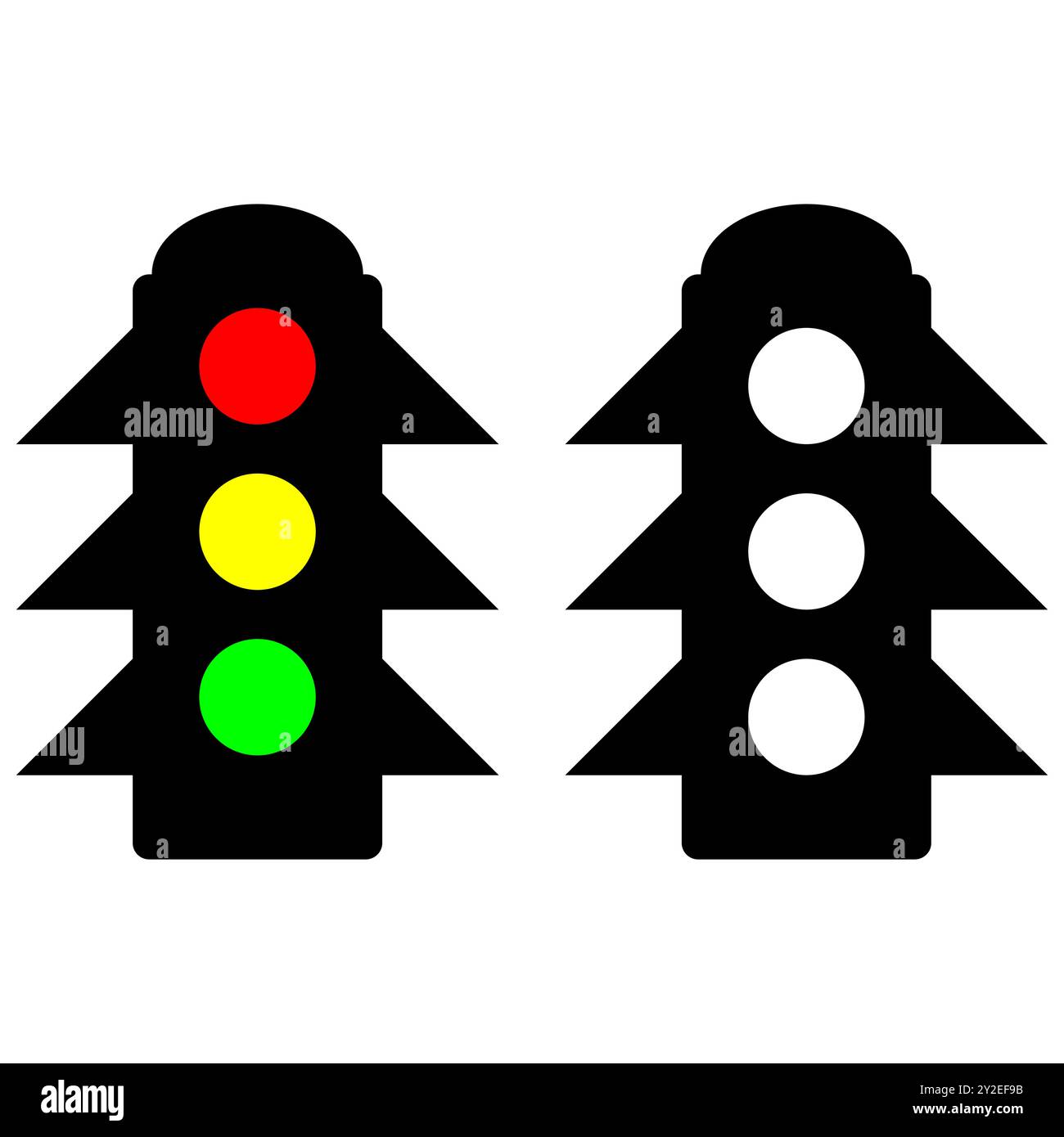 Feu de circulation, illustration vectorielle. Feu de circulation sur fond blanc. Icônes de feux de circulation rouges, jaunes et vertes. Feux de circulation. Illustration de Vecteur
