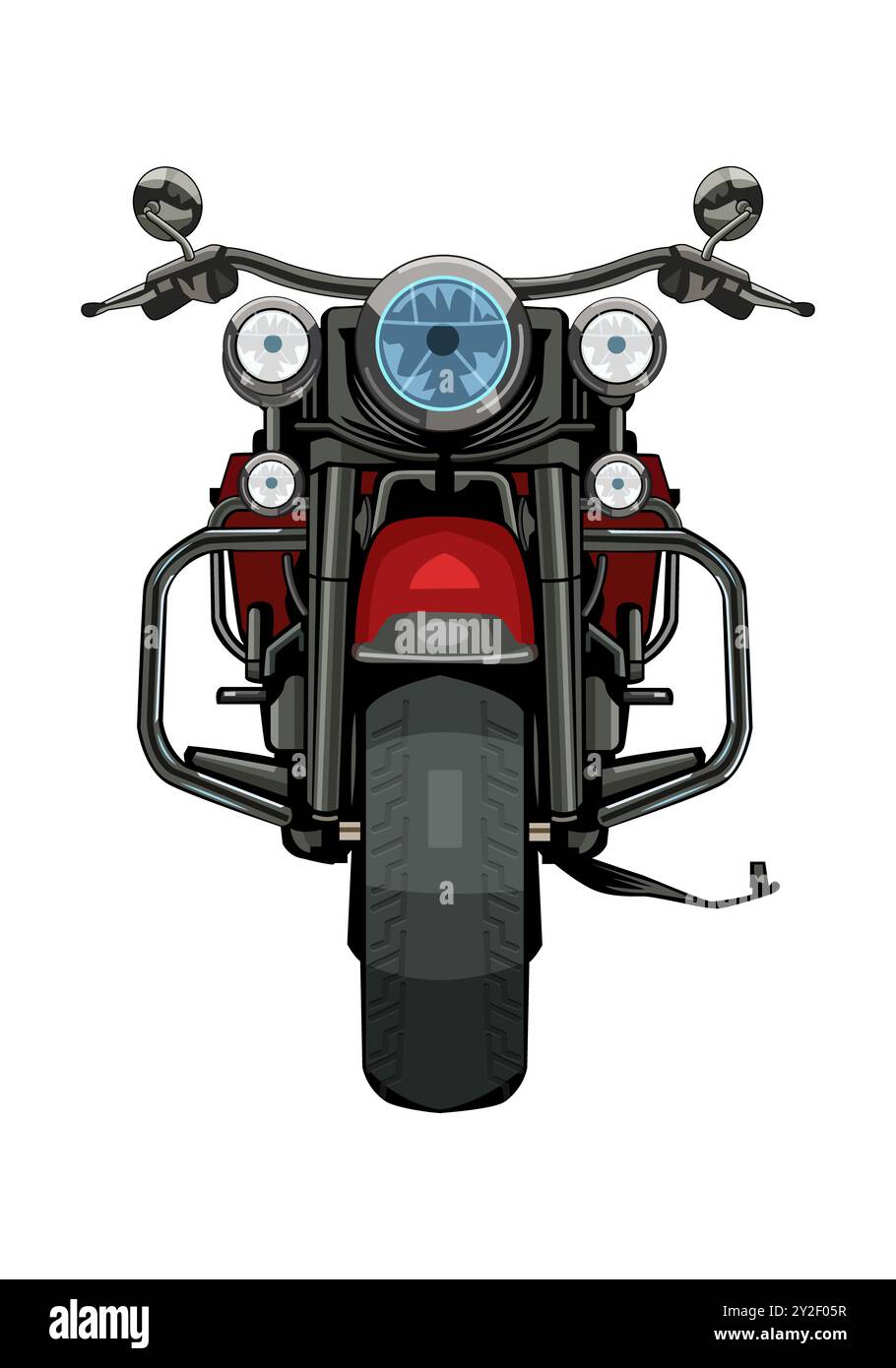 Vue de face d'illustration de moto classique sur fond blanc Banque D'Images