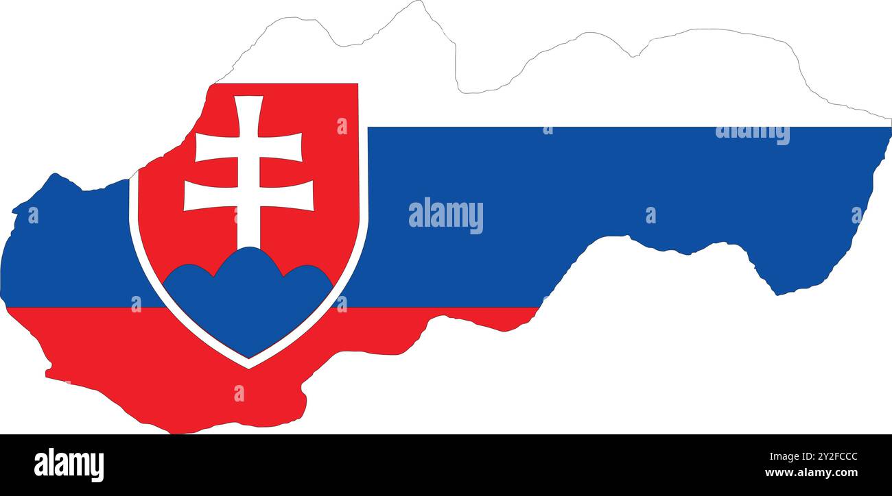 Slovaquie drapeau dans la carte, Slovaquie carte avec drapeau, carte de la Slovaquie, carte avec drapeau, drapeau de la Nation Slovaquie Illustration de Vecteur