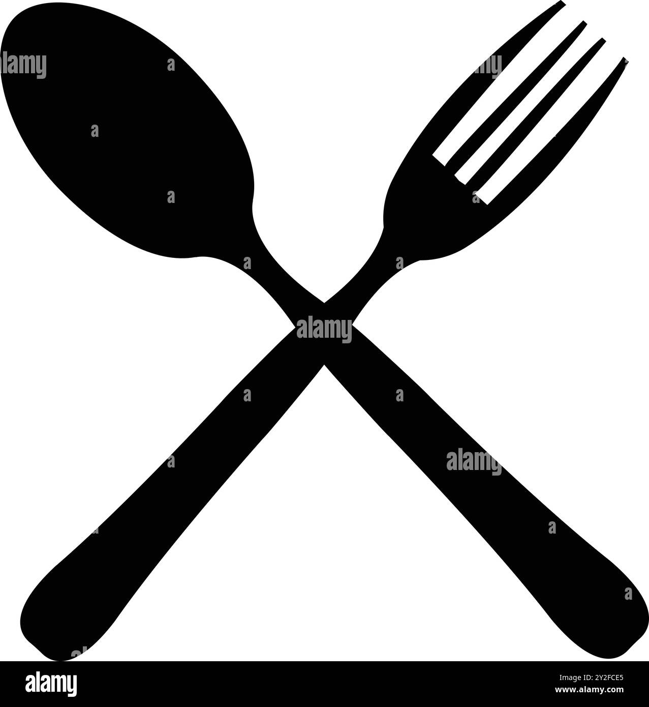Icône de cuillère de restaurant, signe de restaurant, symbole d'hôtel, cuillère à fourchette, ensemble de cuillère, cuillère croisée Illustration de Vecteur