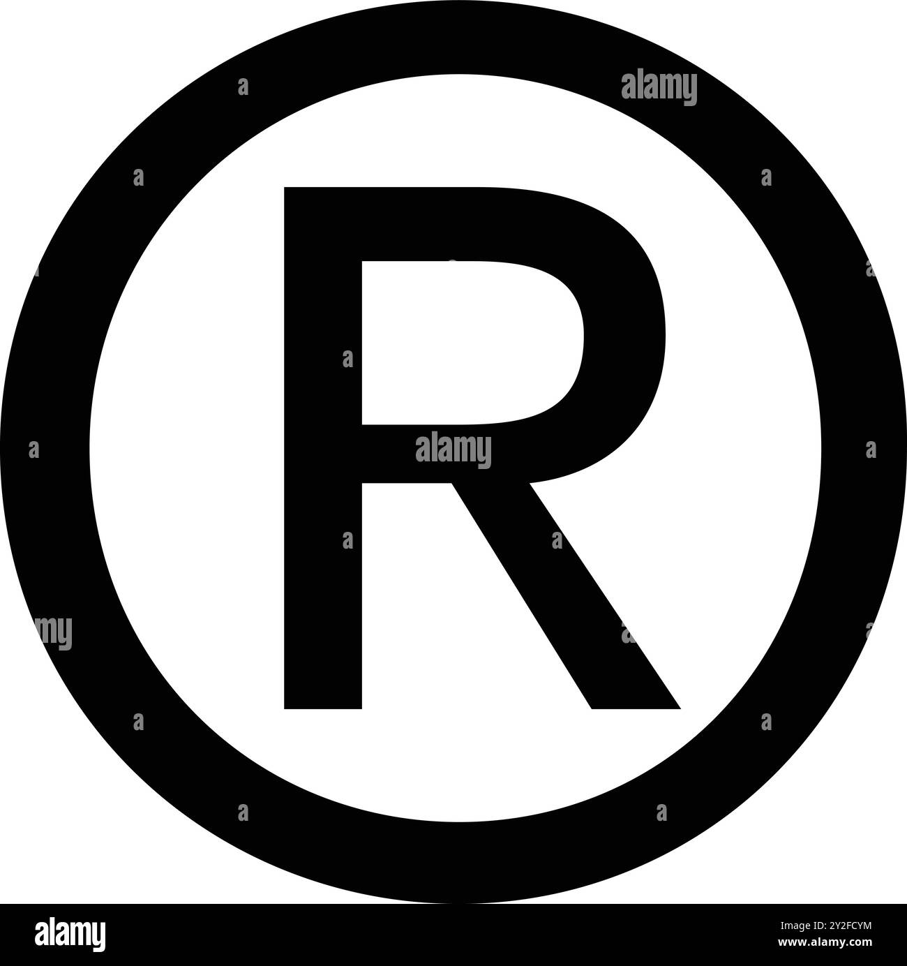 Symbole de société enregistrée, symbole de marque, signe TM, icône de marque dans un cercle, marque de droit d'auteur, propriété intellectuelle légale dans un cercle Illustration de Vecteur