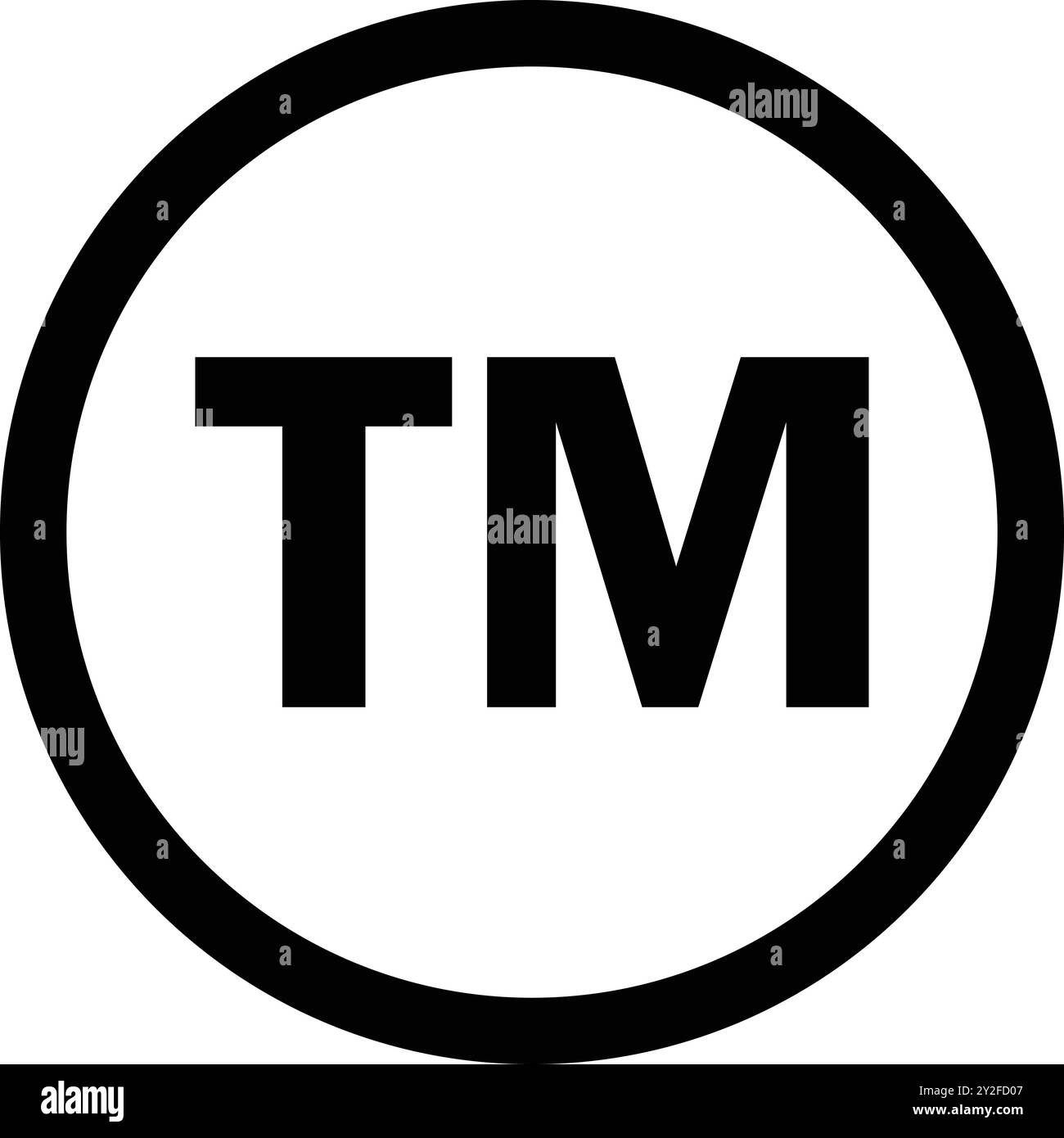 Symbole de marque commerciale, signe TM, icône de marque commerciale dans un cercle, marque de droit d'auteur, propriété intellectuelle légale dans un cercle Illustration de Vecteur