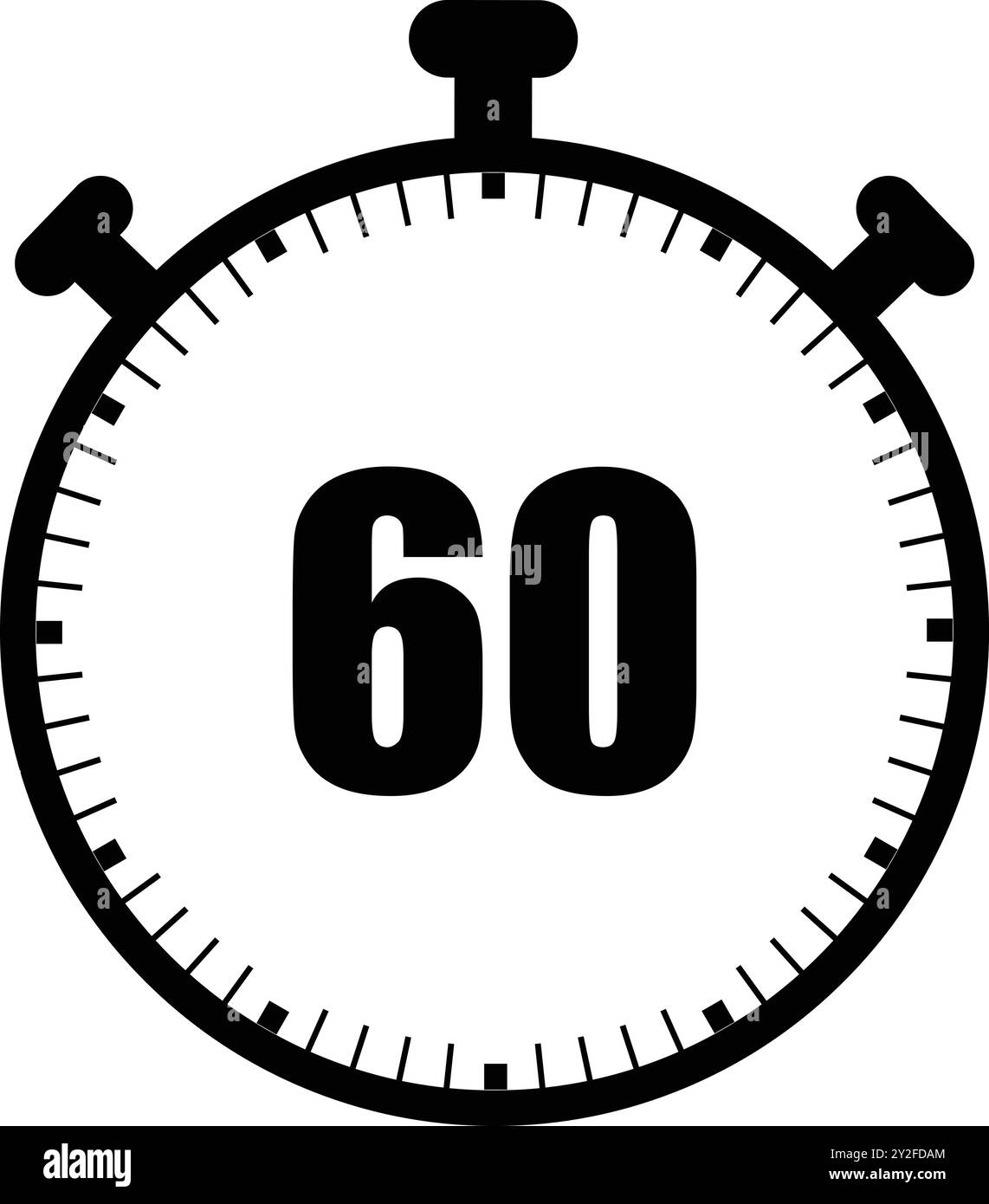 Icône chronomètre, icône horloge, symbole minuteur, horloge sport, symbole minuteur, durée de 60 minutes Illustration de Vecteur