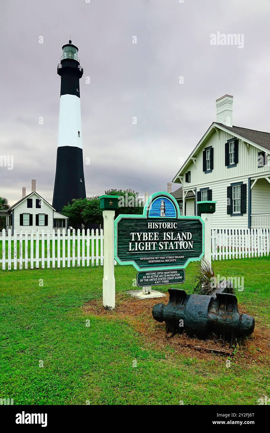 Phare historique de Tybee Island Gerogia à Tybee Island, Géorgie. Créé en 08.24.24 Banque D'Images