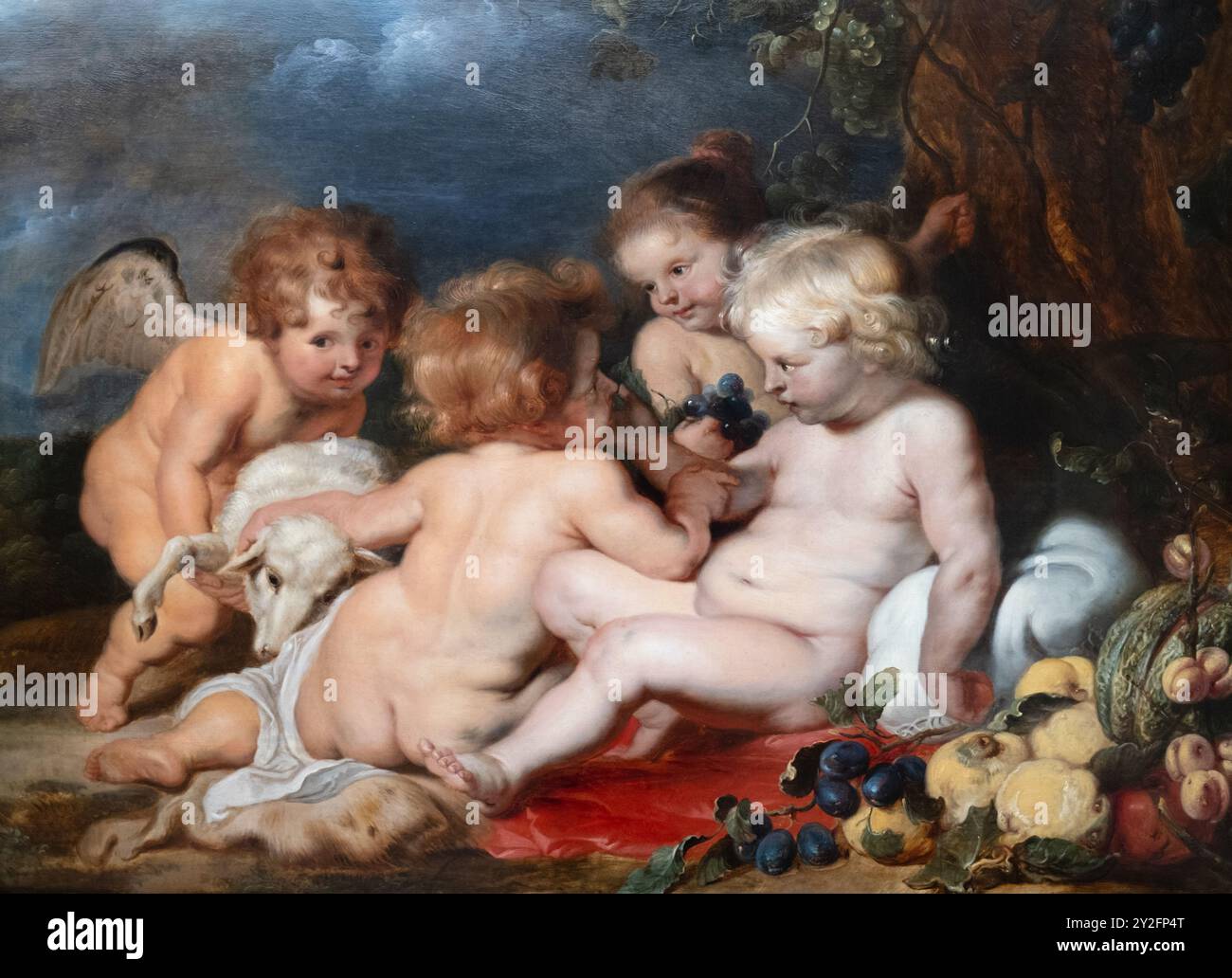 Christ et Jean Baptiste comme enfants et deux anges peinture par Peter Paul Rubens dans le Gemäldegalerie Berlin Allemagne Banque D'Images