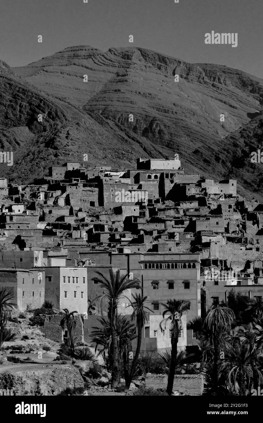 Le village fantôme de Gdour près des gorges d'Ait Mansour, Souss Massa, Maroc, Afrique du Nord Banque D'Images