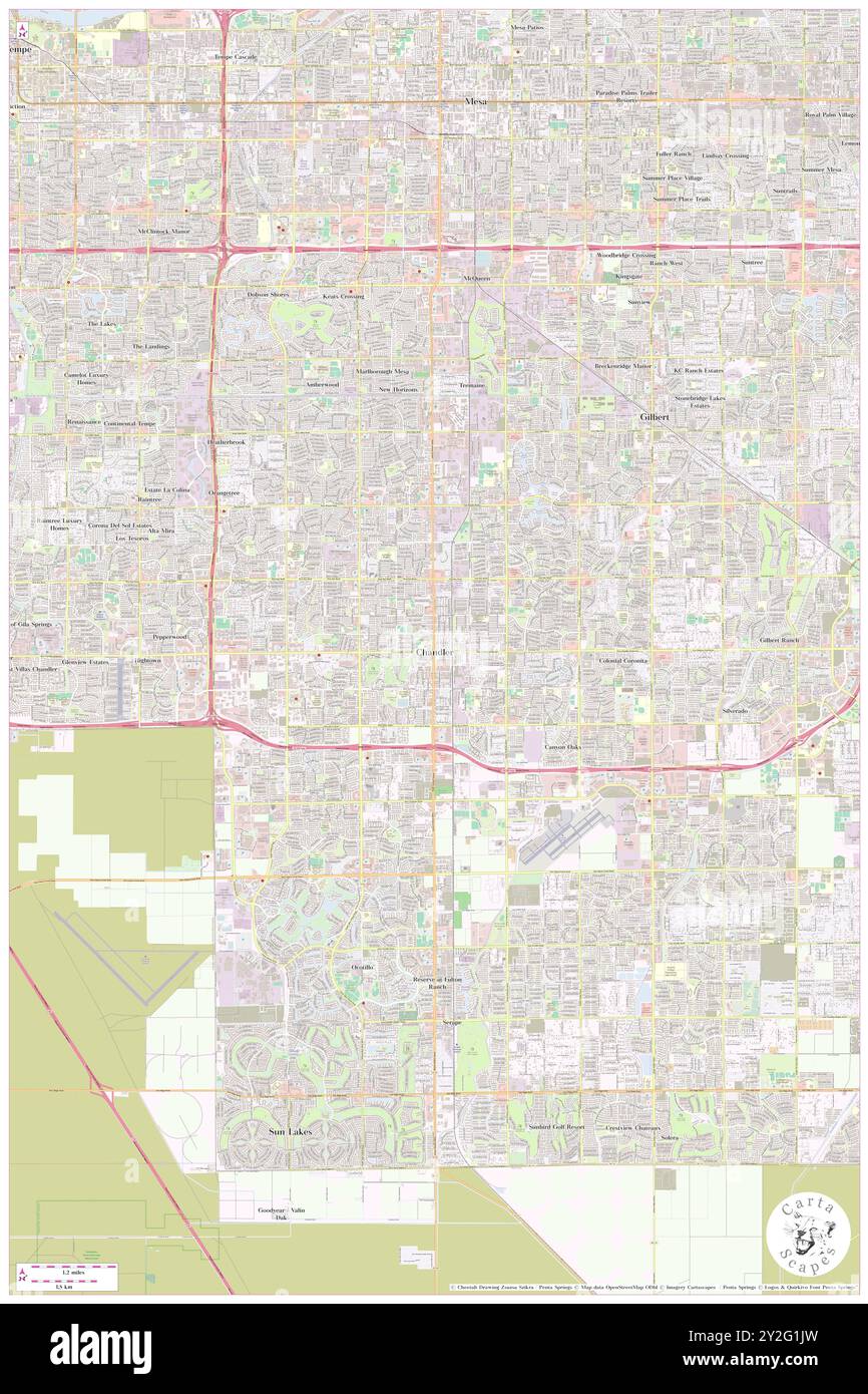 Chandler, Comté de Maricopa, US, États-Unis, Arizona, n 33 18' 22'', S 111 50' 28'', carte, Cartascapes carte publiée en 2024. Explorez Cartascapes, une carte qui révèle la diversité des paysages, des cultures et des écosystèmes de la Terre. Voyage à travers le temps et l'espace, découvrir l'interconnexion du passé, du présent et de l'avenir de notre planète. Banque D'Images