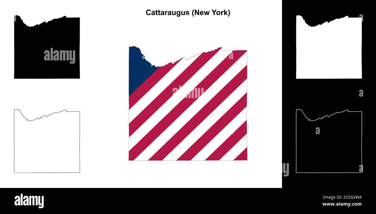 Ensemble de cartes du comté de Cattaraugus (New York) Illustration de Vecteur