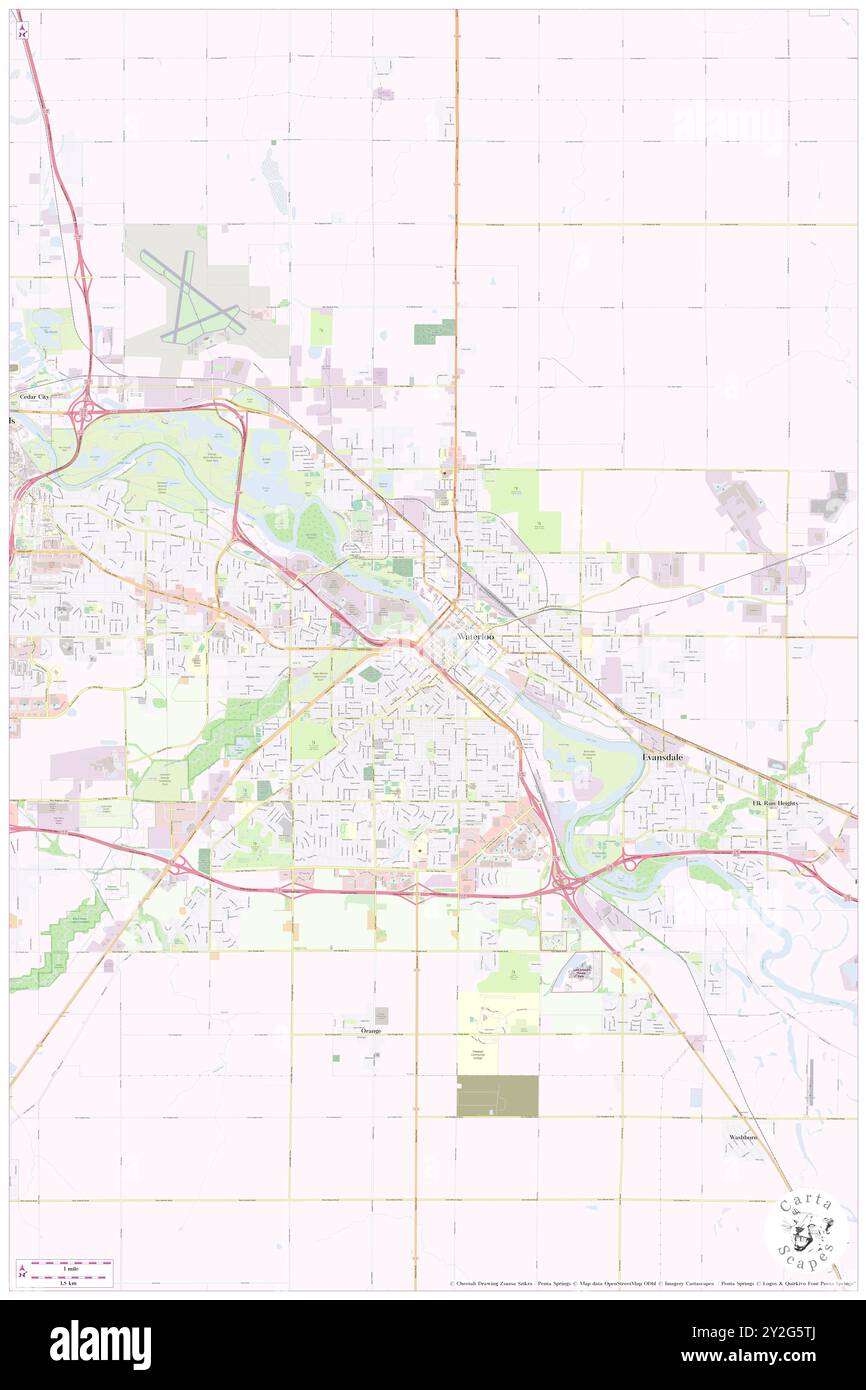 Waterloo, Comté de Black Hawk, US, États-Unis, Iowa, n 42 29' 33'', S 92 20' 34'', carte, Cartascapes carte publiée en 2024. Explorez Cartascapes, une carte qui révèle la diversité des paysages, des cultures et des écosystèmes de la Terre. Voyage à travers le temps et l'espace, découvrir l'interconnexion du passé, du présent et de l'avenir de notre planète. Banque D'Images