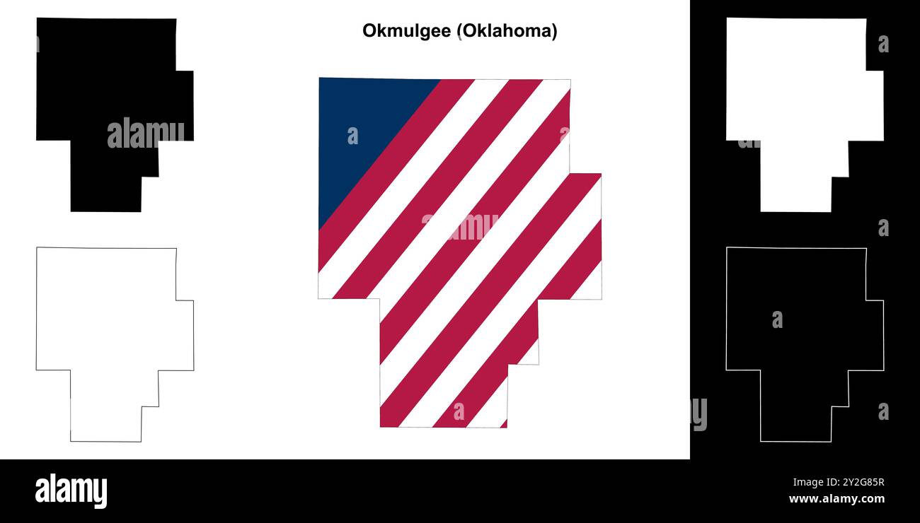 Okmulgee County (Oklahoma) ensemble de cartes Illustration de Vecteur