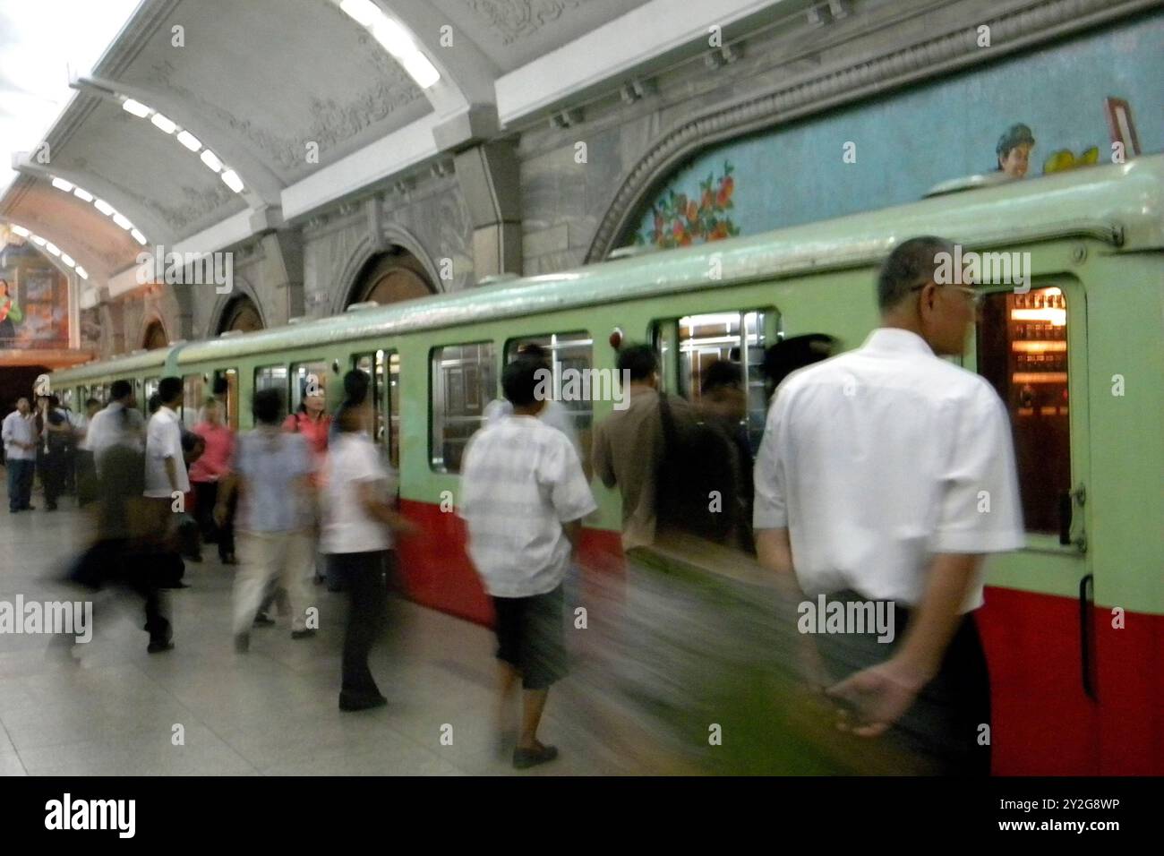 Station de métro. Pyongyang. Corée du Nord Banque D'Images