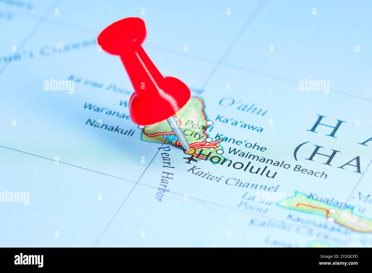 Honolulu, Hawaï PIN sur la carte Banque D'Images
