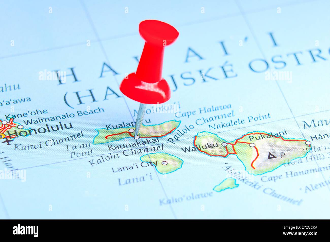 Kaunakakai, Hawaï pin sur la carte. Banque D'Images