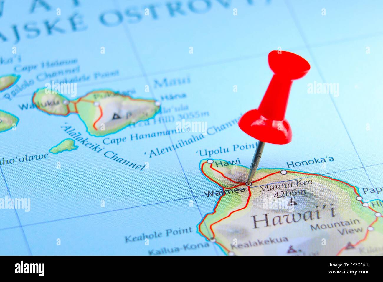 Waimea, Hawaï PIN sur la carte Banque D'Images