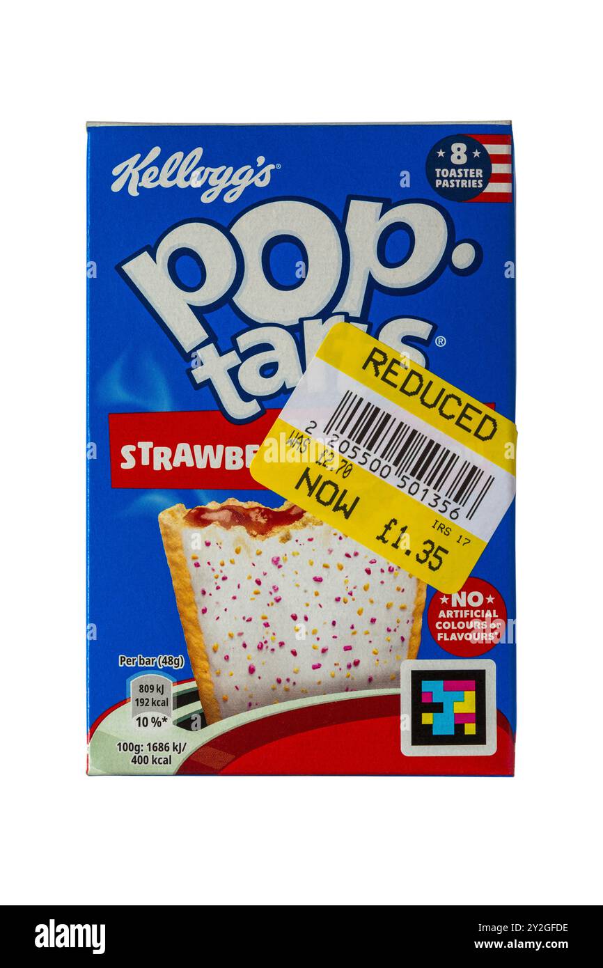 Kelloggs Pop Tarts Frosted Strawberry sensation isolé sur fond blanc Banque D'Images