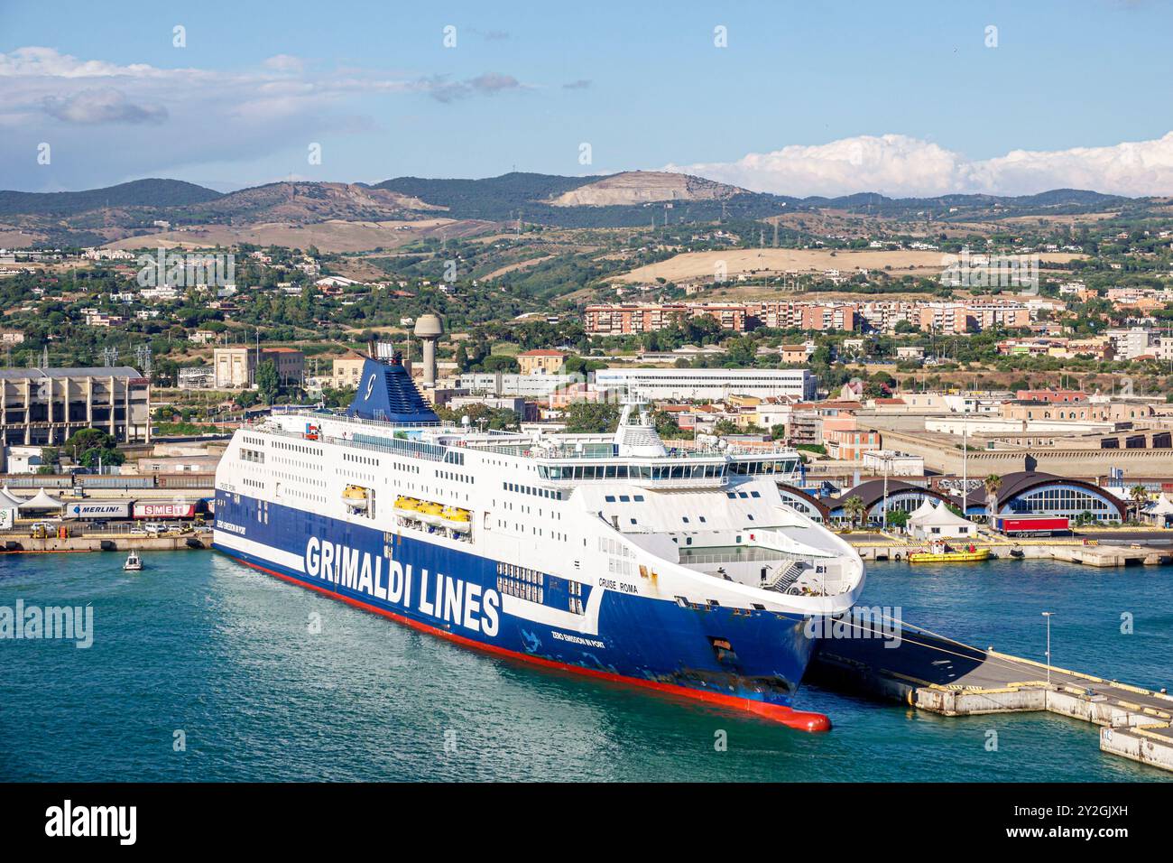 Civitavecchia Italie, mer Méditerranée, Civitavecchia Port de Rome, Grimaldi Cruise Roma, environnement écologique zéro émission, la plus longue croisière du monde Banque D'Images