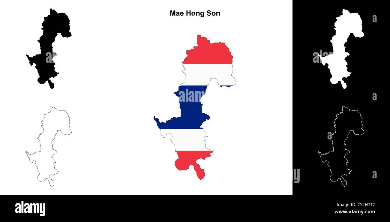 Jeu de cartes de contour de la province de Mae Hong son Illustration de Vecteur