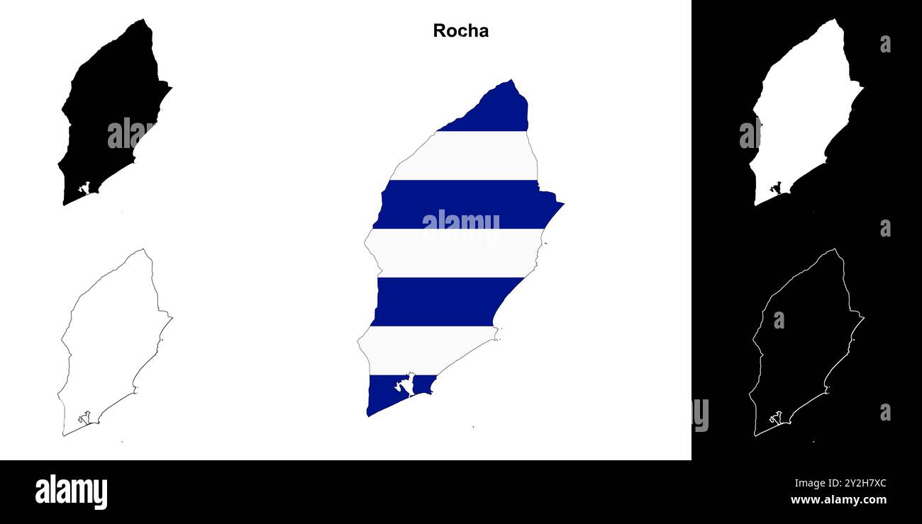 Ensemble de cartes de contour du département Rocha Illustration de Vecteur