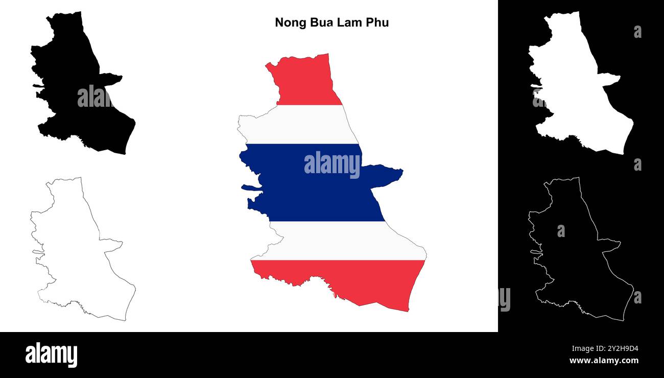 Nong Bua Lam Phu ensemble de cartes de contour de la province Illustration de Vecteur