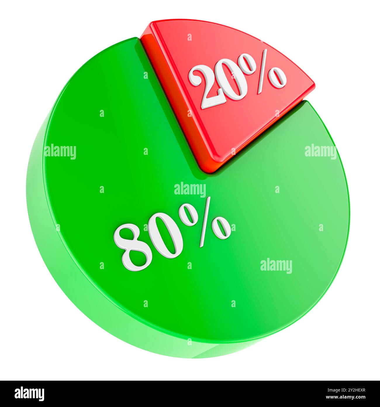 Principe de Pareto 80 sur 20 effort et résultat. Rendu 3D isolé sur fond blanc Banque D'Images