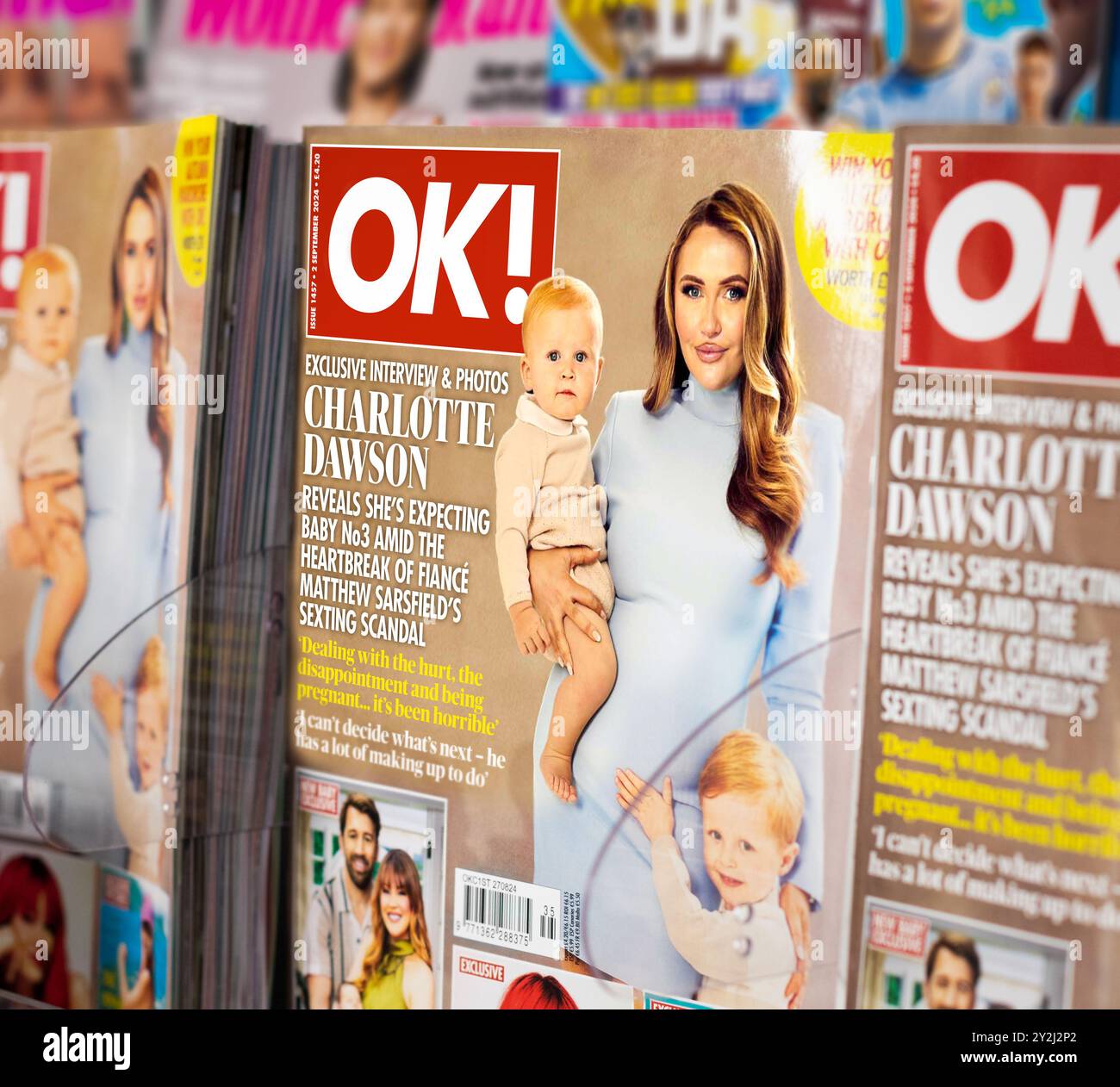 OK ! Magazine, un hebdomadaire britannique spécialisé dans les actualités royales et célébrités. La couverture met en vedette Charlotte Dawson - actrice, star de télé-réalité et célébrité. Banque D'Images