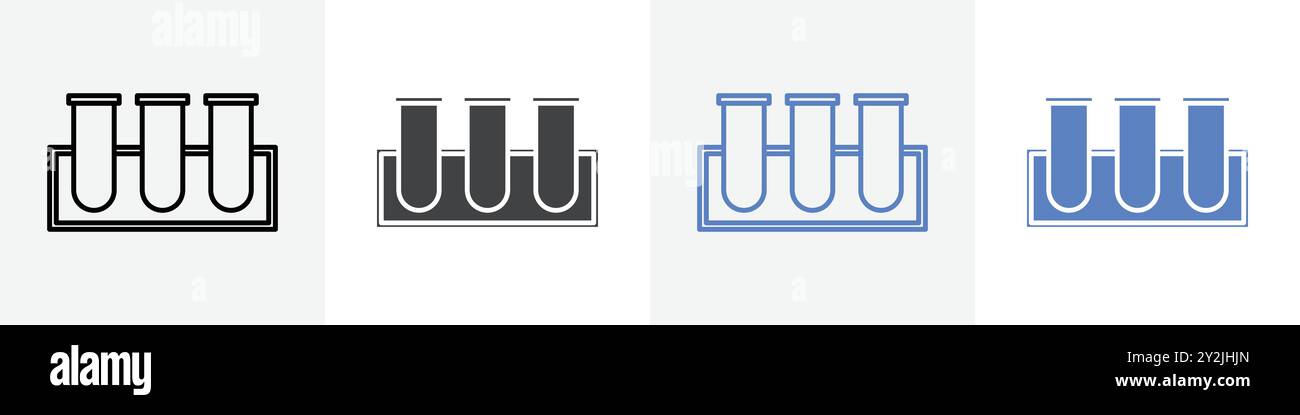 icône de tubes à essai ligne mince linéaire icône graphiques en noir et blanc Illustration de Vecteur