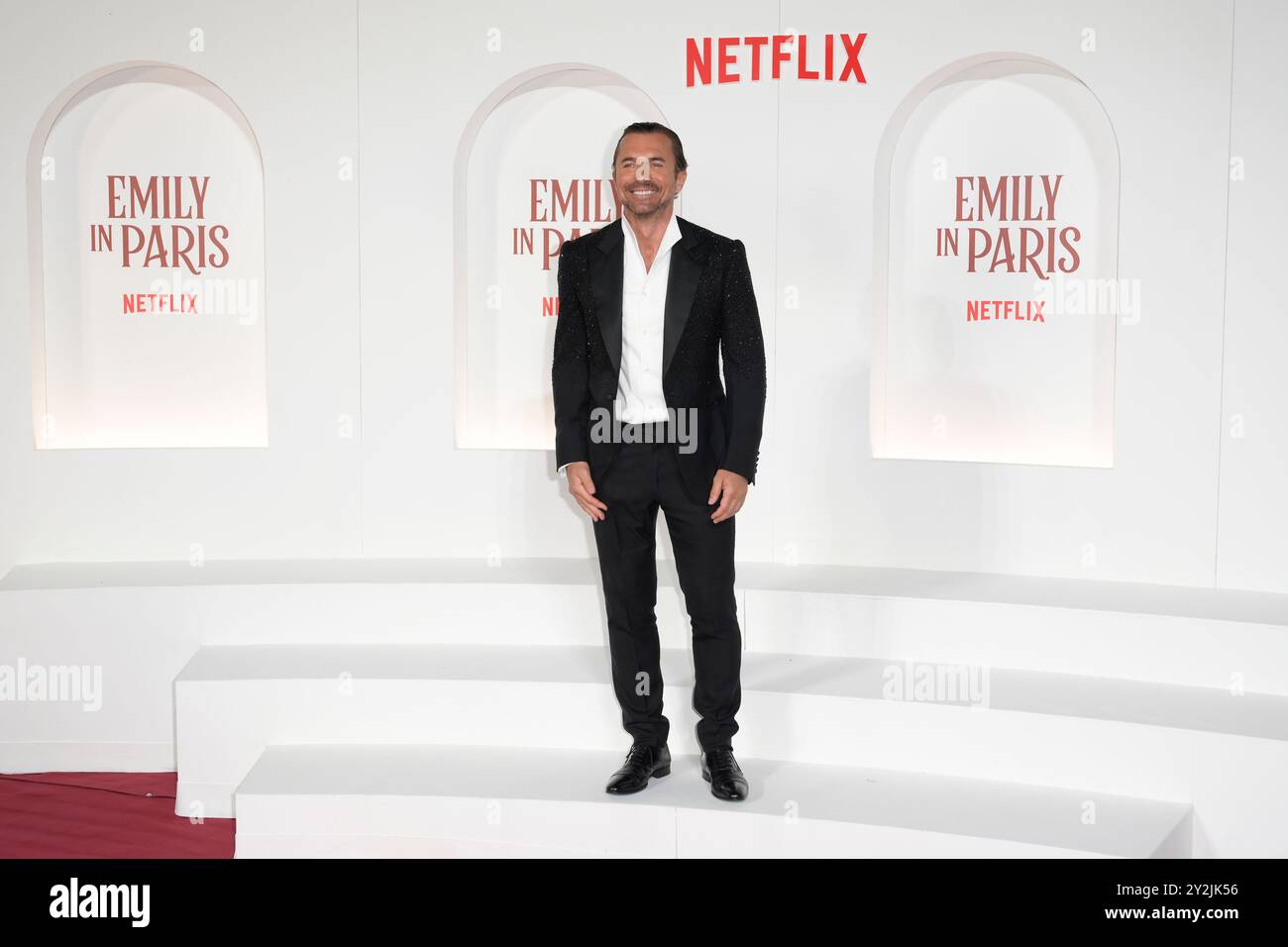Rome, Italie. 10 septembre 2024. William Abadie assiste au tapis rouge de la série télévisée « Emily in Paris 4 » netflix au Space Cinema Moderno. Crédit : SOPA images Limited/Alamy Live News Banque D'Images