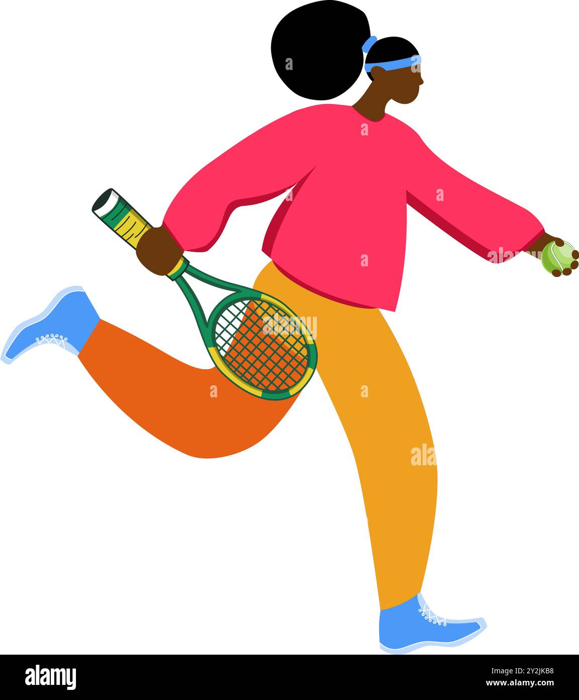 Joueur de tennis court avec une raquette et une balle de tennis dans un style plat. Illustration vectorielle Illustration de Vecteur