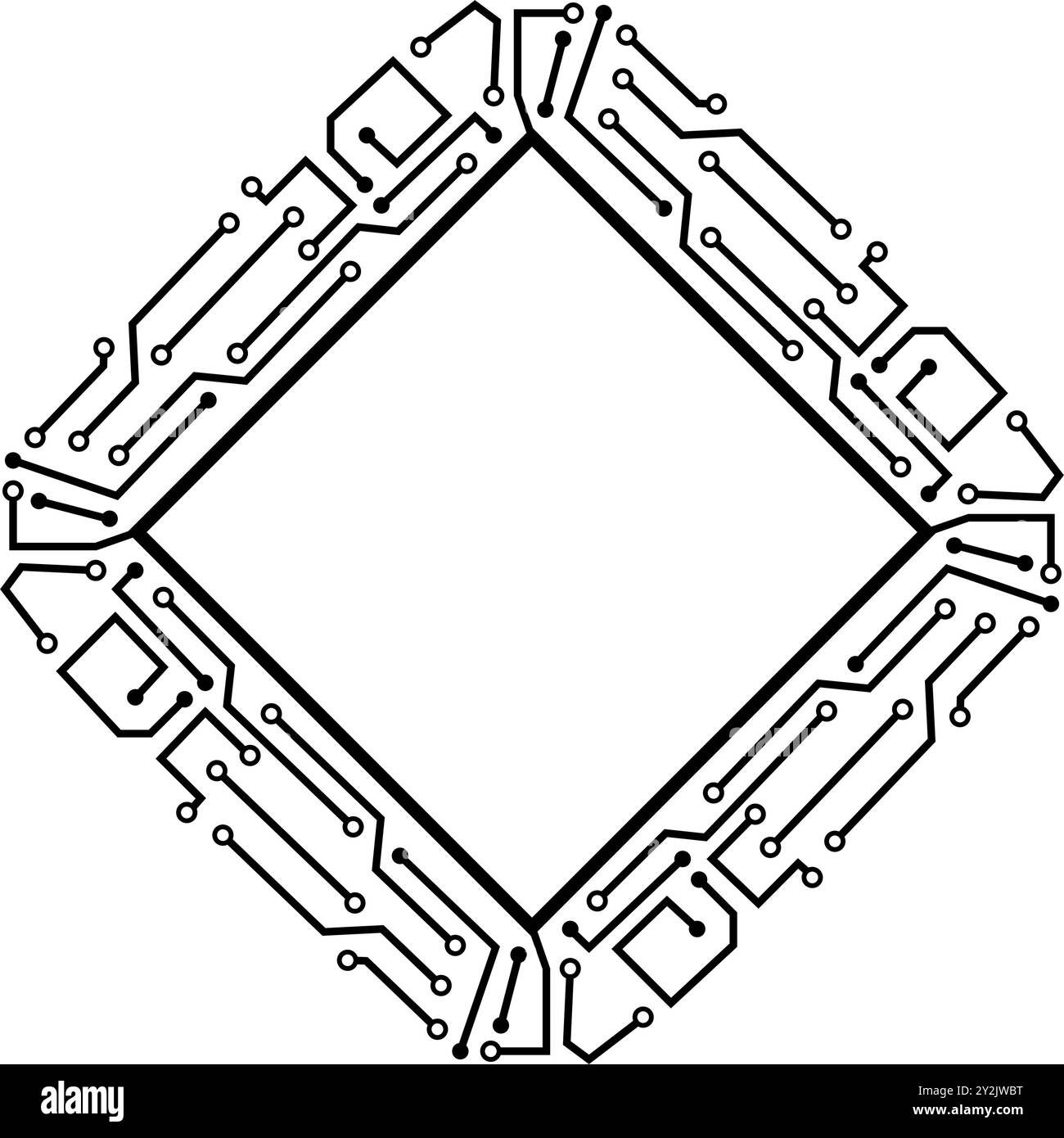 illustration vectorielle de dessin animé de cadre de micropuce de circuit Illustration de Vecteur