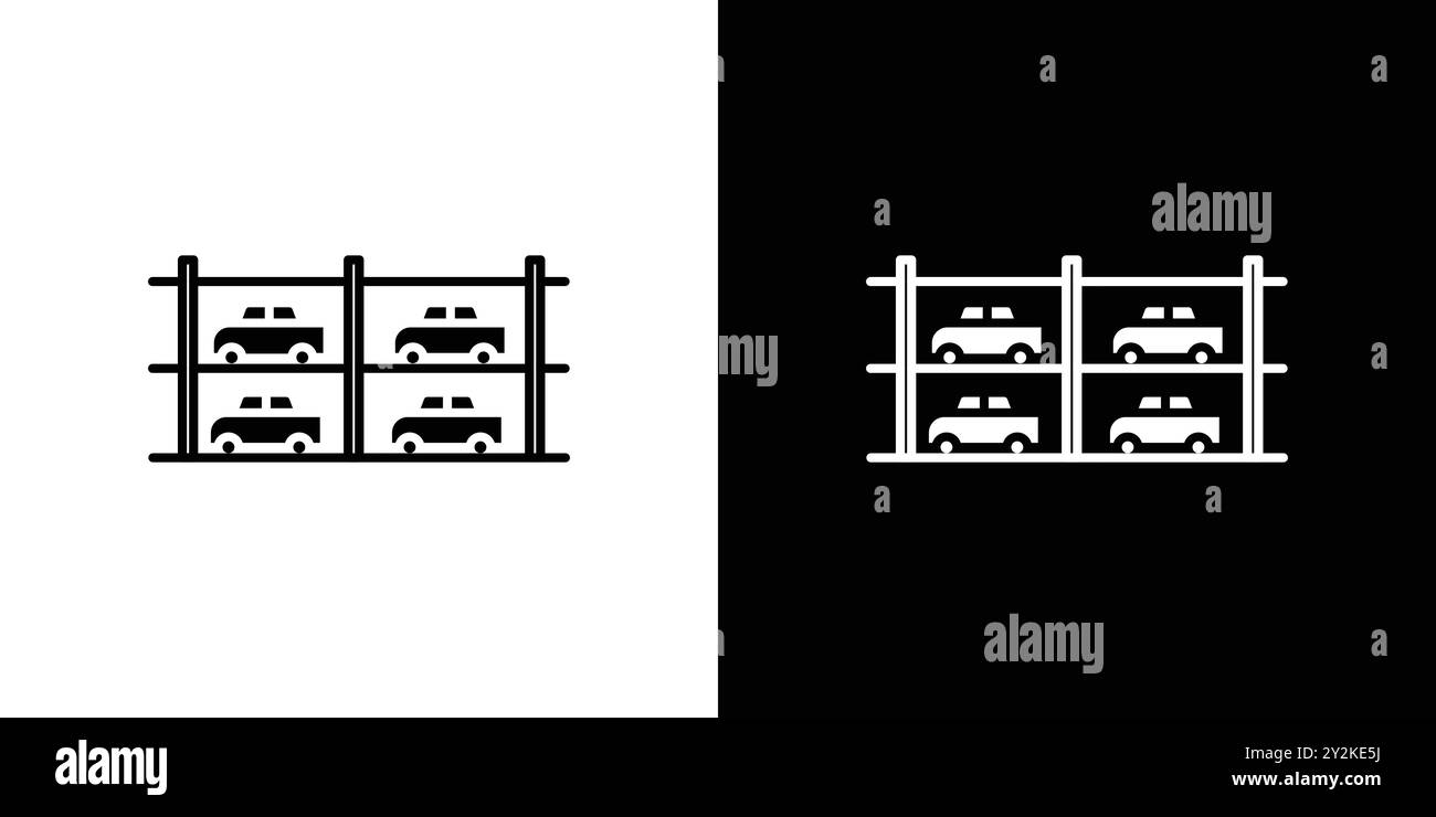 Multi Storey icône de stationnement linéaire marque de logo set collection en noir et blanc pour le web Illustration de Vecteur