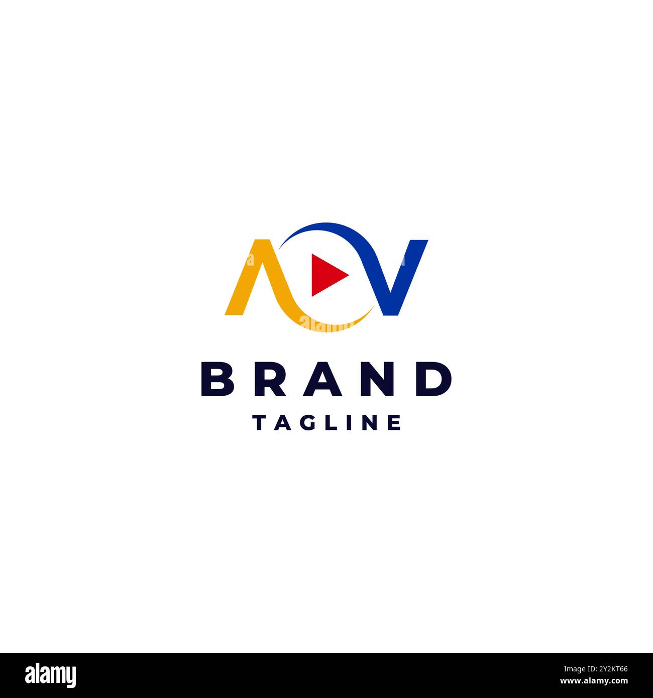 Icône du bouton de lecture à l'intérieur de la lettre initiale AV logo Design. Icône du bouton de lecture entre la lettre initiale A et le logo V. Illustration de Vecteur