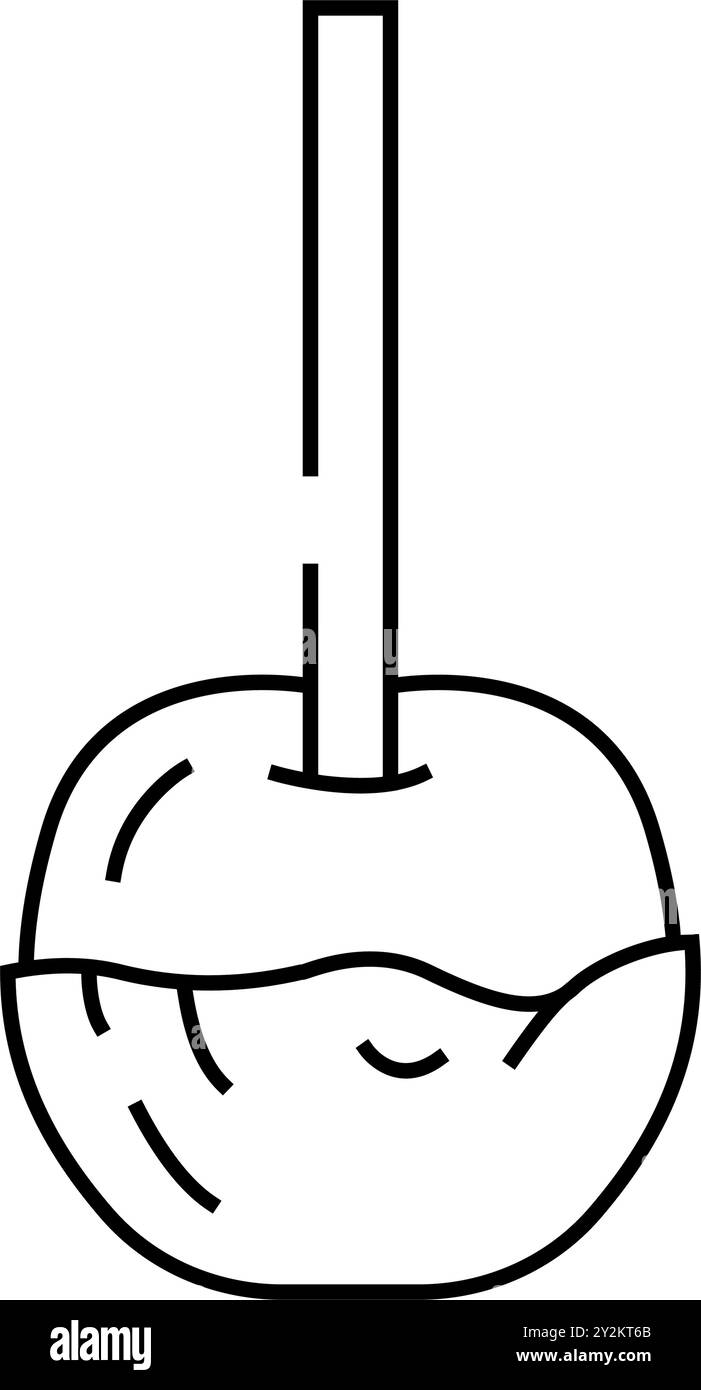 illustration vectorielle icône de la ligne d'en-cas caramel pomme food Illustration de Vecteur
