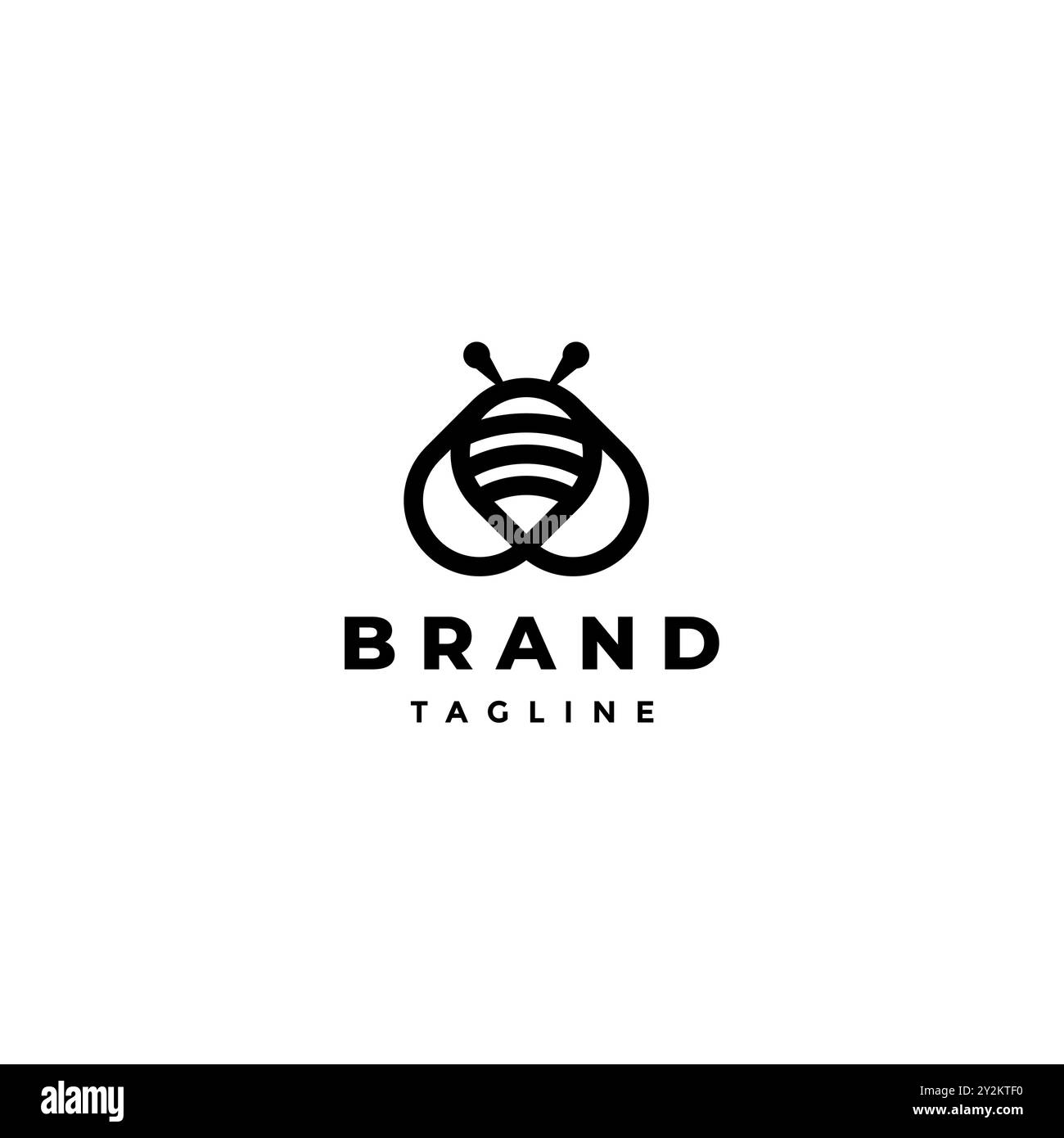 Simple Cute Bee logo Design. Bee Icon Design dans les lignes minimalistes. Illustration de Vecteur