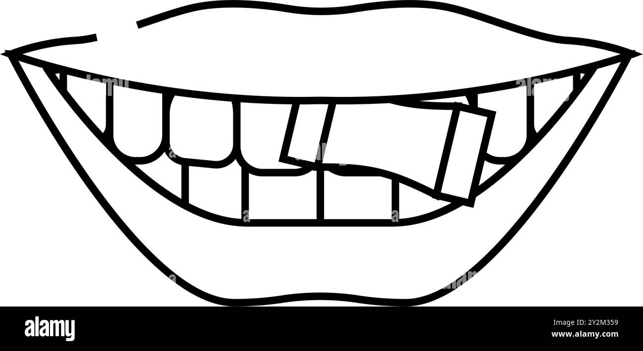 illustration vectorielle de l'icône de la ligne de bouche de nicotine de snus Illustration de Vecteur
