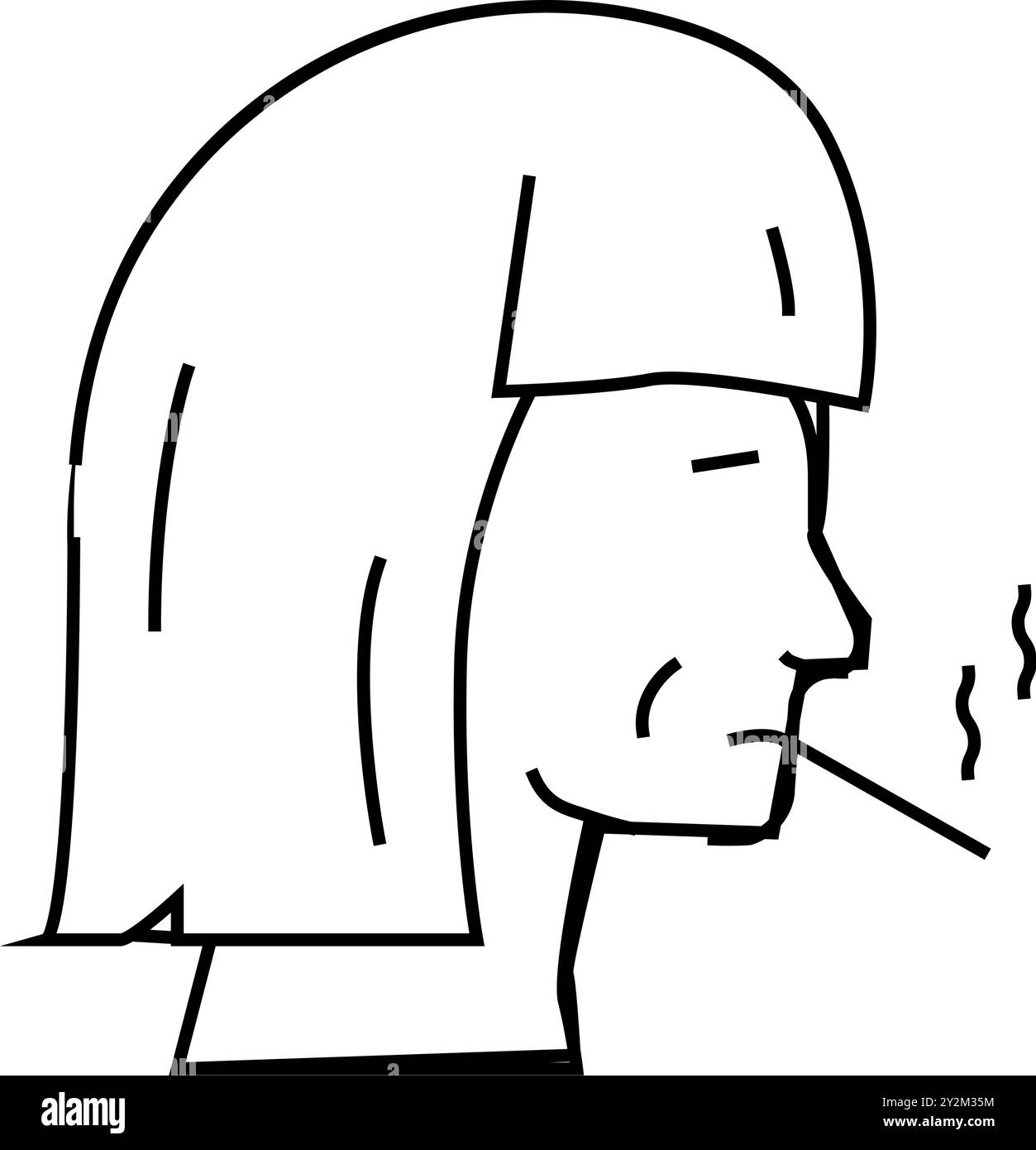 illustration vectorielle de l'icône de la ligne de cigarettes pour fumeurs femelles Illustration de Vecteur