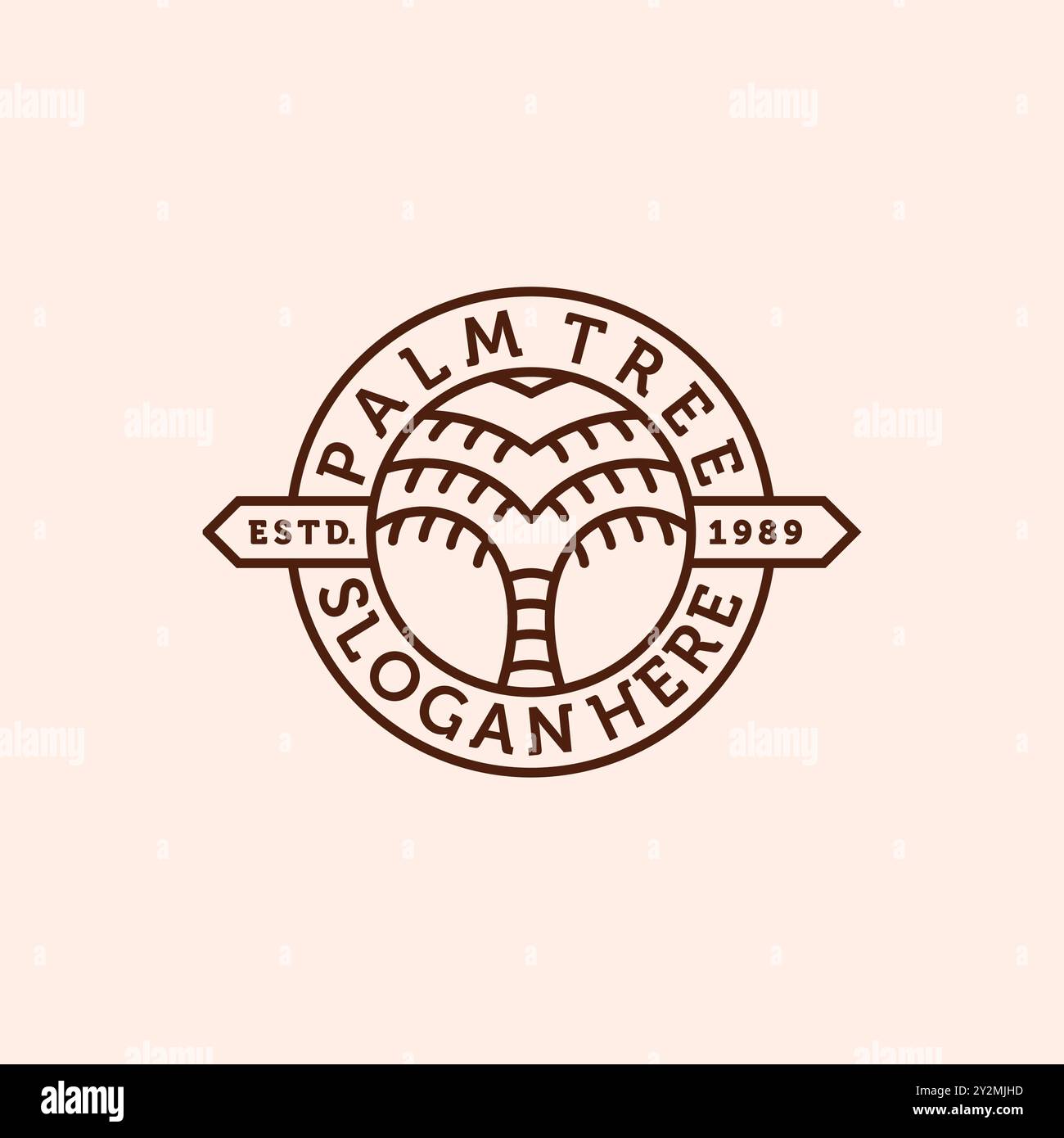 Palm ou Coconut Line Art logo illustration vectorielle Design. Modern Creative Line Art Palm logo Design modèle de badge. Concept de logo Palm Tree Illustration de Vecteur