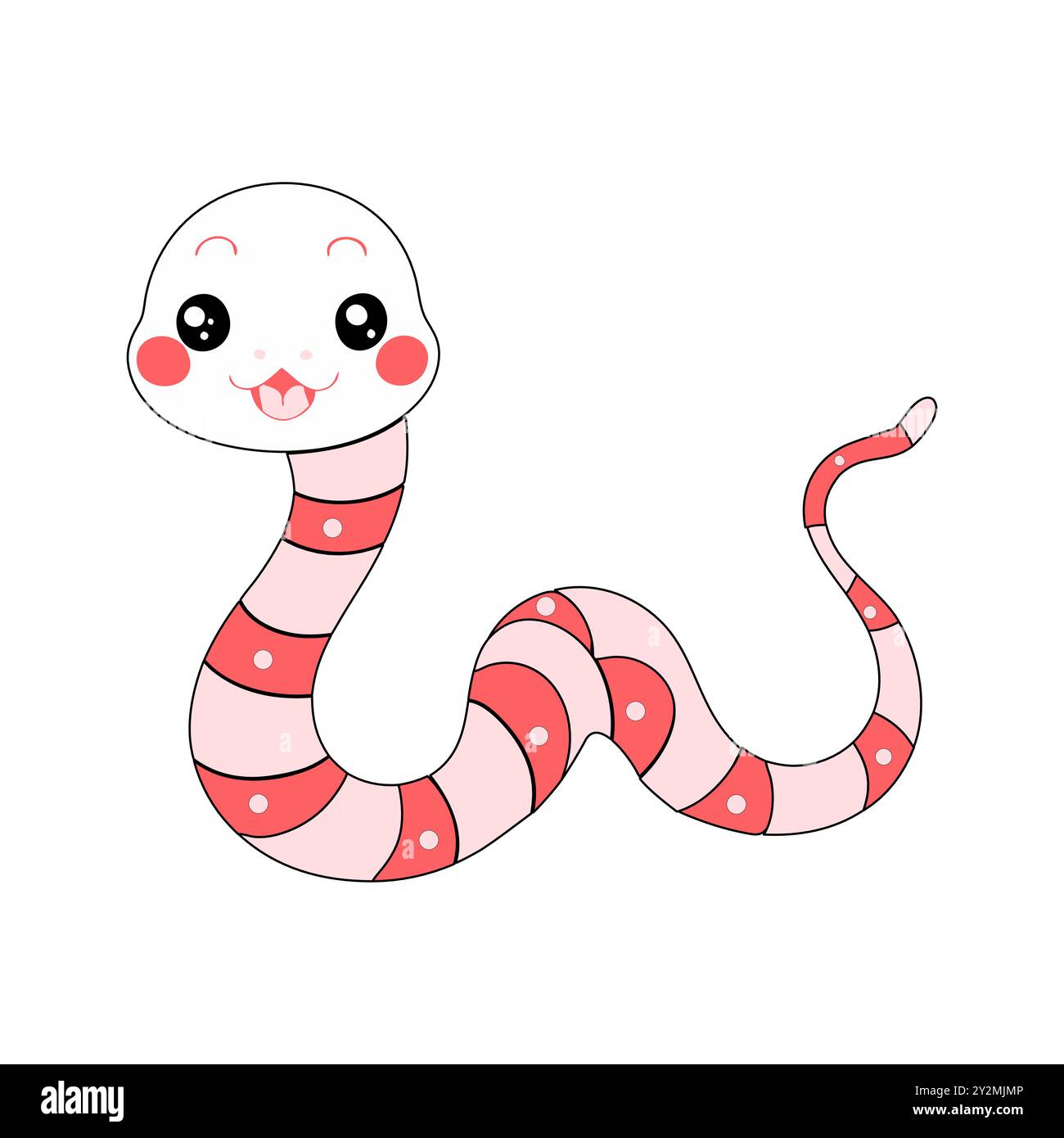 Un vecteur ludique de style dessin animé d'un serpent avec des rayures rouges et roses, parfait pour le contenu des enfants ou les dessins animaliers... Illustration de Vecteur