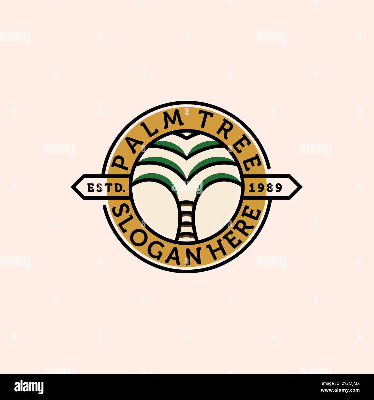 Palm ou Coconut Line Art logo illustration vectorielle Design. Modern Creative Line Art Palm logo Design modèle de badge. Logo Palm Tree Illustration de Vecteur