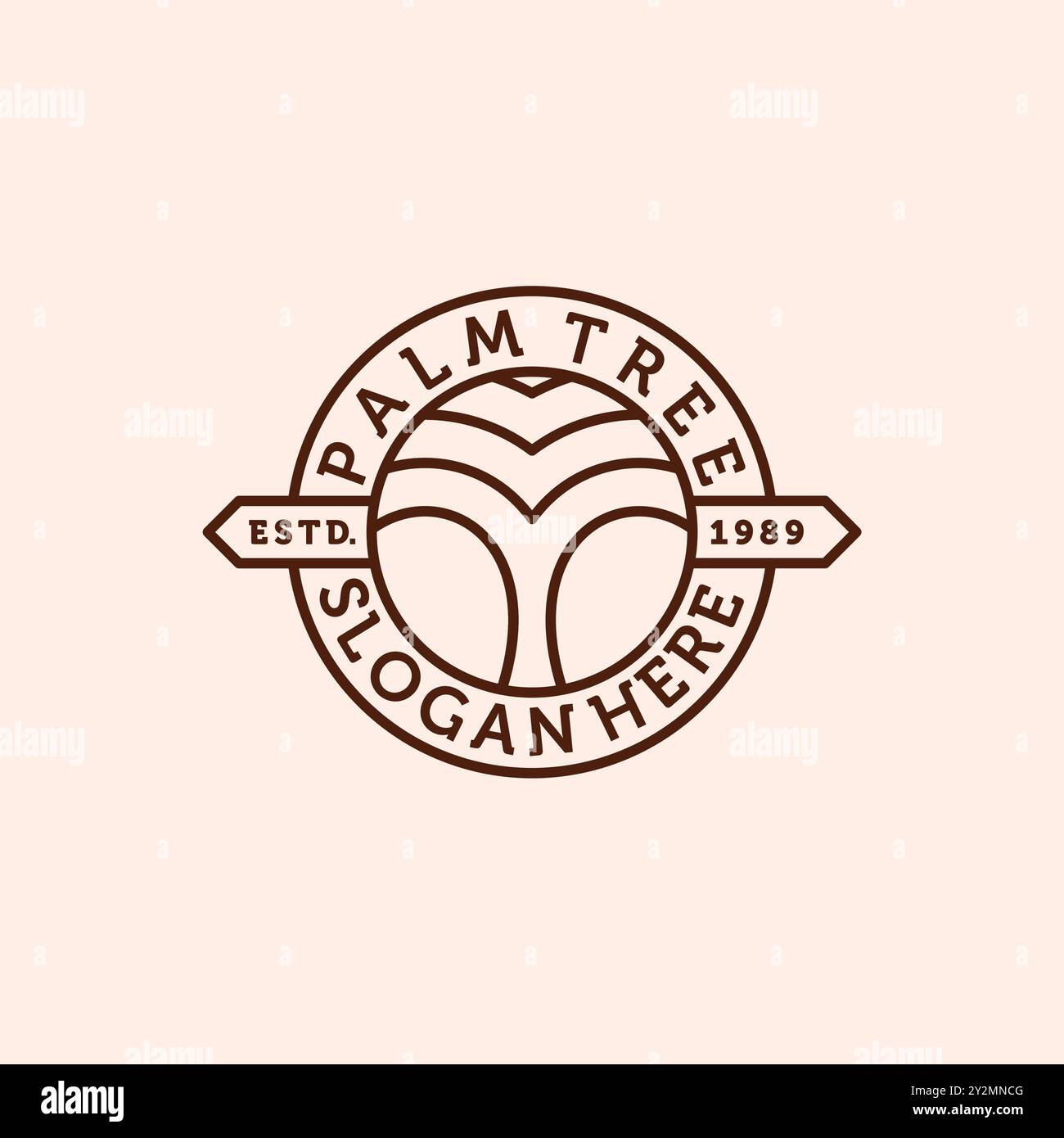 Palm ou Coconut Line Art logo illustration vectorielle Design. Modern Creative Line Art Palm logo Design modèle de badge. Illustration Palm Tree logo Concep Illustration de Vecteur