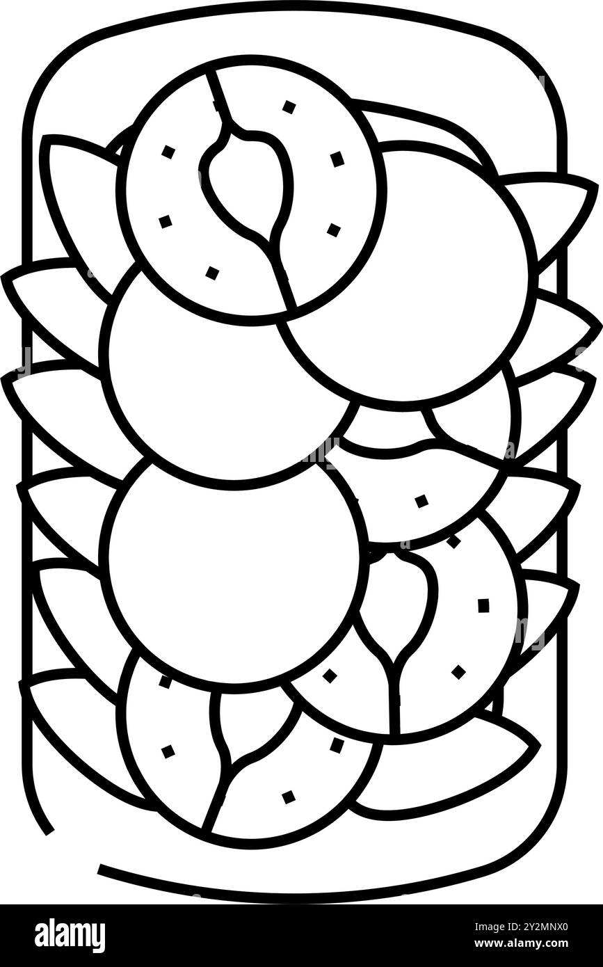 illustration vectorielle d'icône de ligne de cuisine italienne caprese salade Illustration de Vecteur