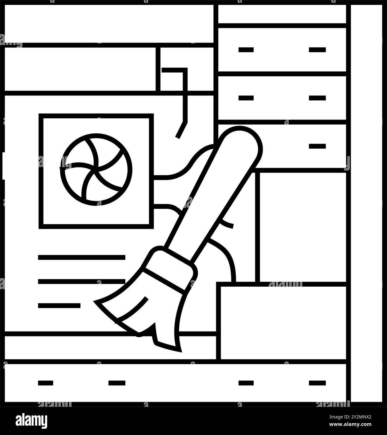 illustration vectorielle d'icône de ligne d'ordinateur de nettoyage de réparation de pc Illustration de Vecteur