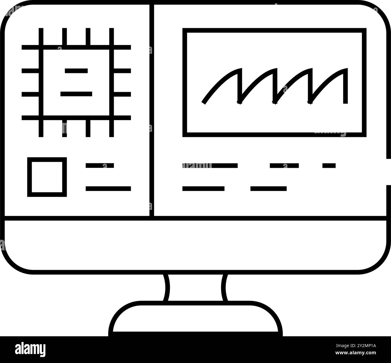 illustration vectorielle d'icône de ligne d'ordinateur de réparation de diagnostic matériel Illustration de Vecteur