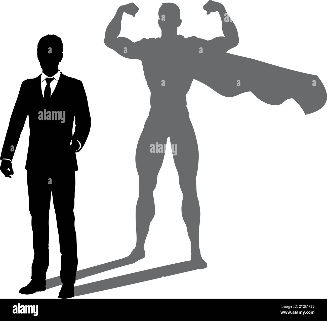 Super héros Business Man avec Super Hero Shadow Illustration de Vecteur