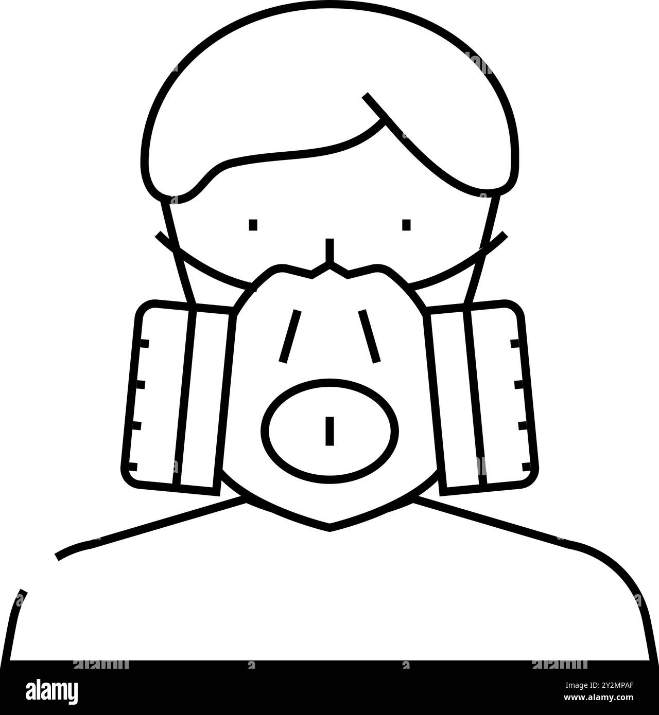 illustration vectorielle d'icône de ligne de visage de masque de pesticides Illustration de Vecteur