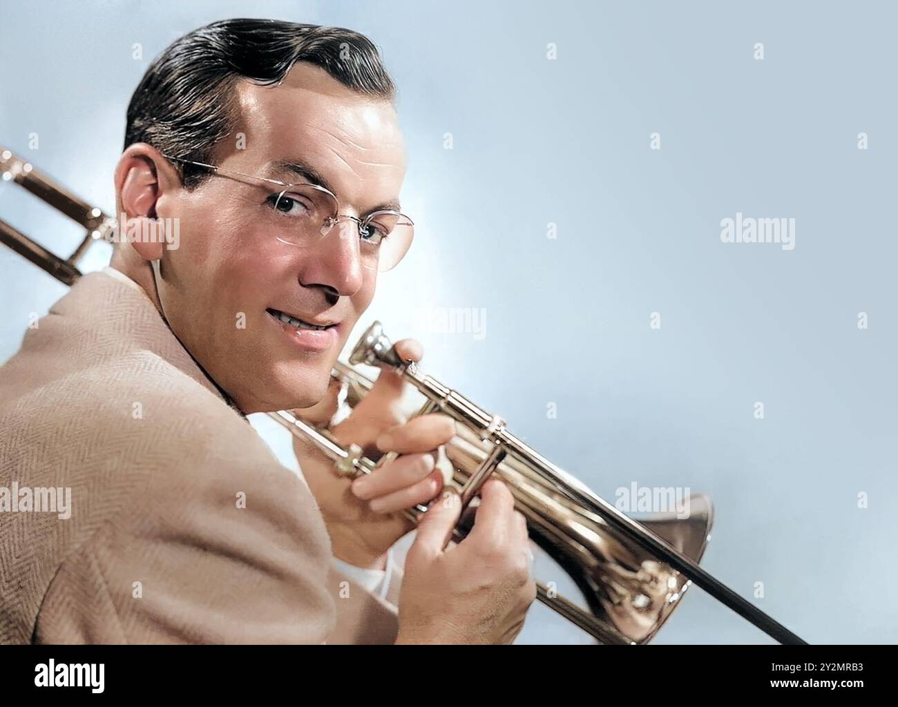Jazz et légende du big band avec son trombone 1942 - colorisé Banque D'Images